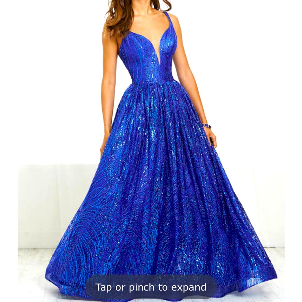 Royal blue sequined ball gown